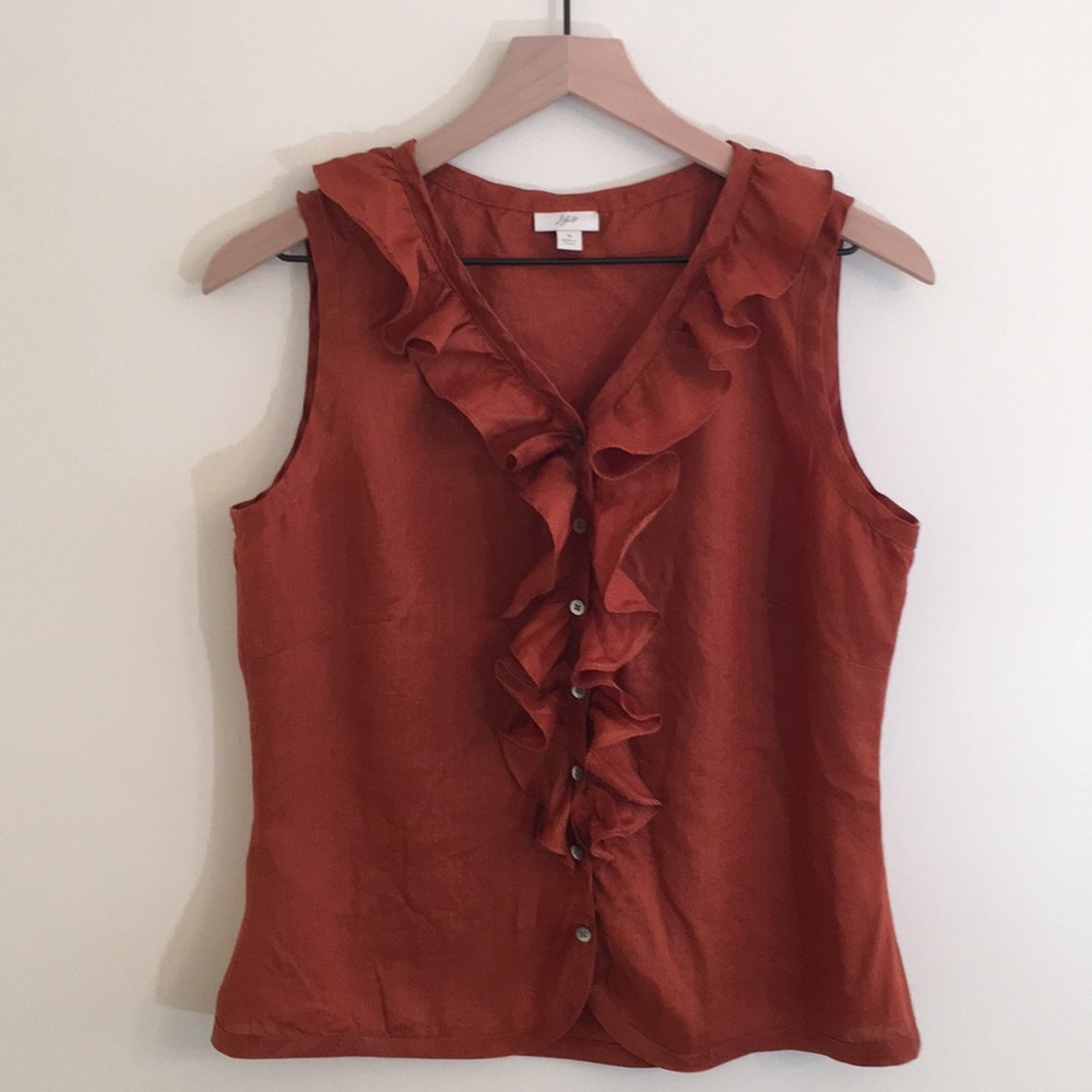 J Jill Sleeveless Ruffled Front Blouse, Size S